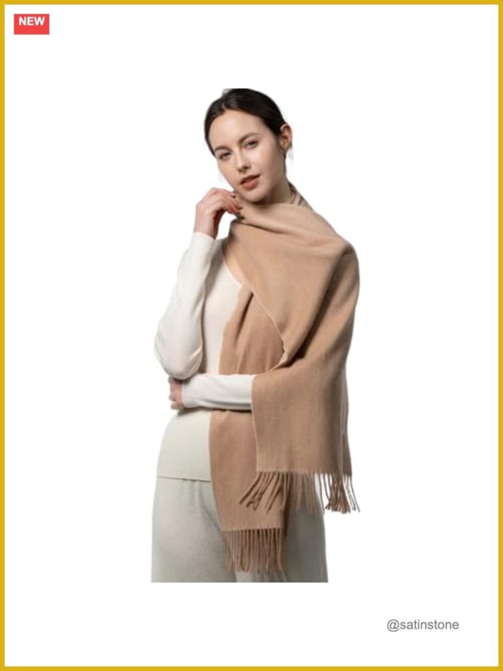 Merino Wool Pashmina Shawl Wrap Large Women Travel Blanket